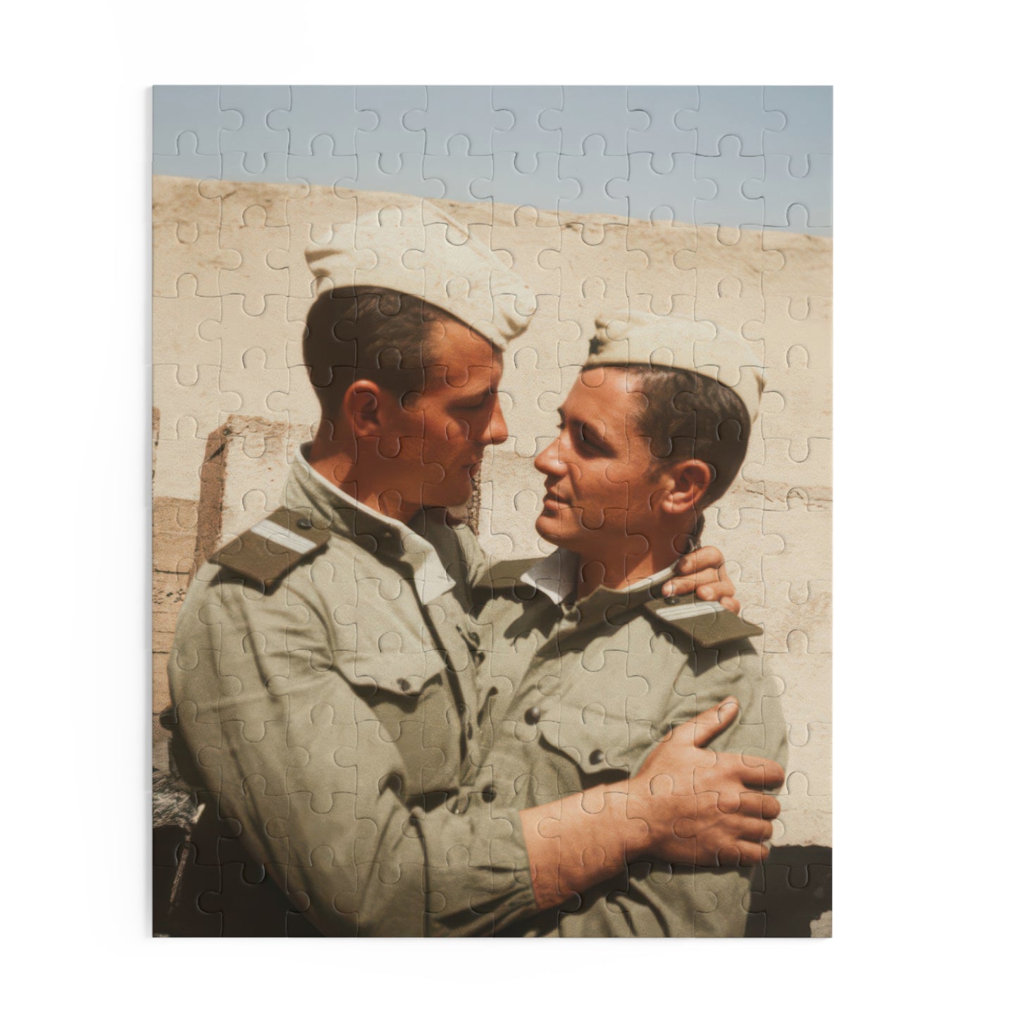 Sunlit Uniform Companions | Restored Historical Jigsaw Puzzle | paire 133