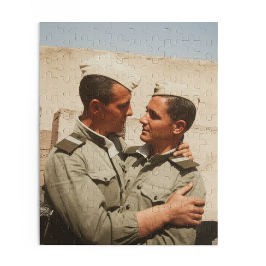 Sunlit Uniform Companions | Restored Historical Jigsaw Puzzle | paire 133