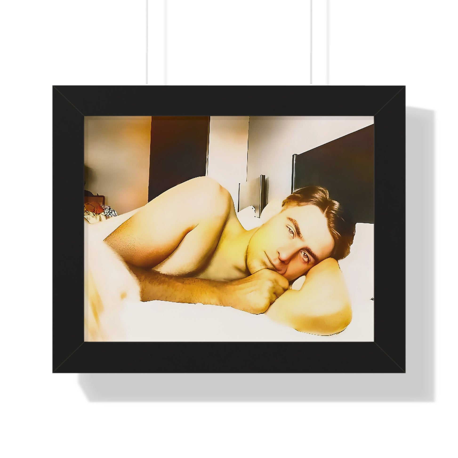 celibataire 011 | Framed Poster I Love You Vintage Man Male Bed Bedroom Eyes Vintage Gay Queer LGBTQ