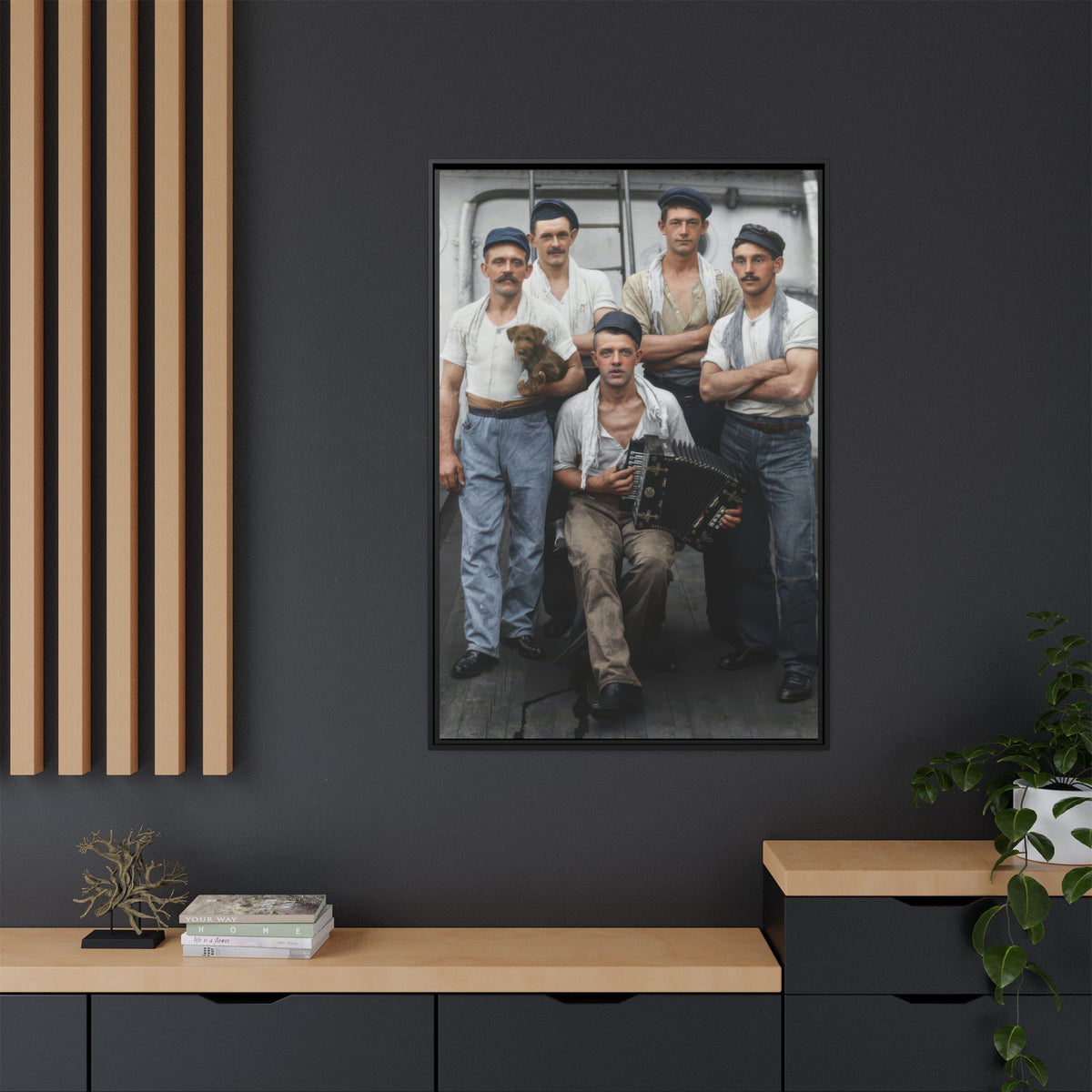 hommes 002 | Framed Vintage Photo - Matte Canvas