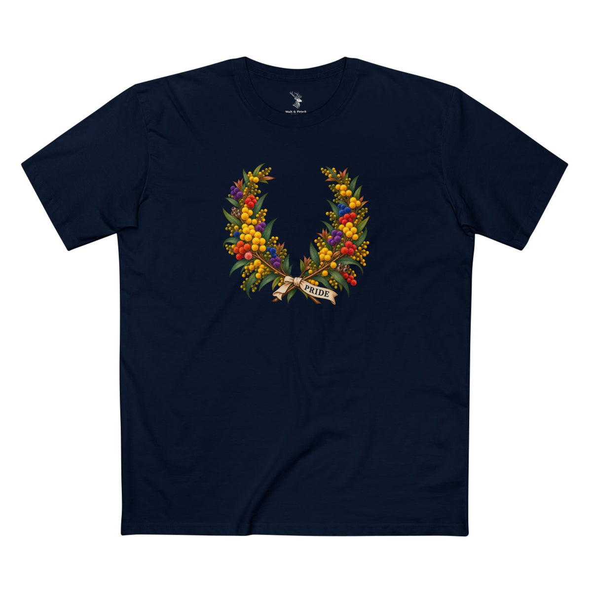Australian Golden Wattle Pride T-Shirt | LGBTQ Laurel Wreath Tee