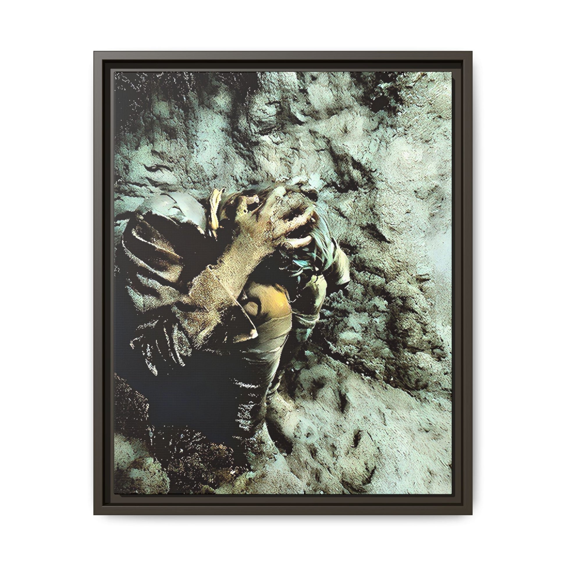 Restored WWI photo of Jesse, a lone soldier in anguish during the Meuse-Argonne Offensive, framed canvas art from Grand Esi France.