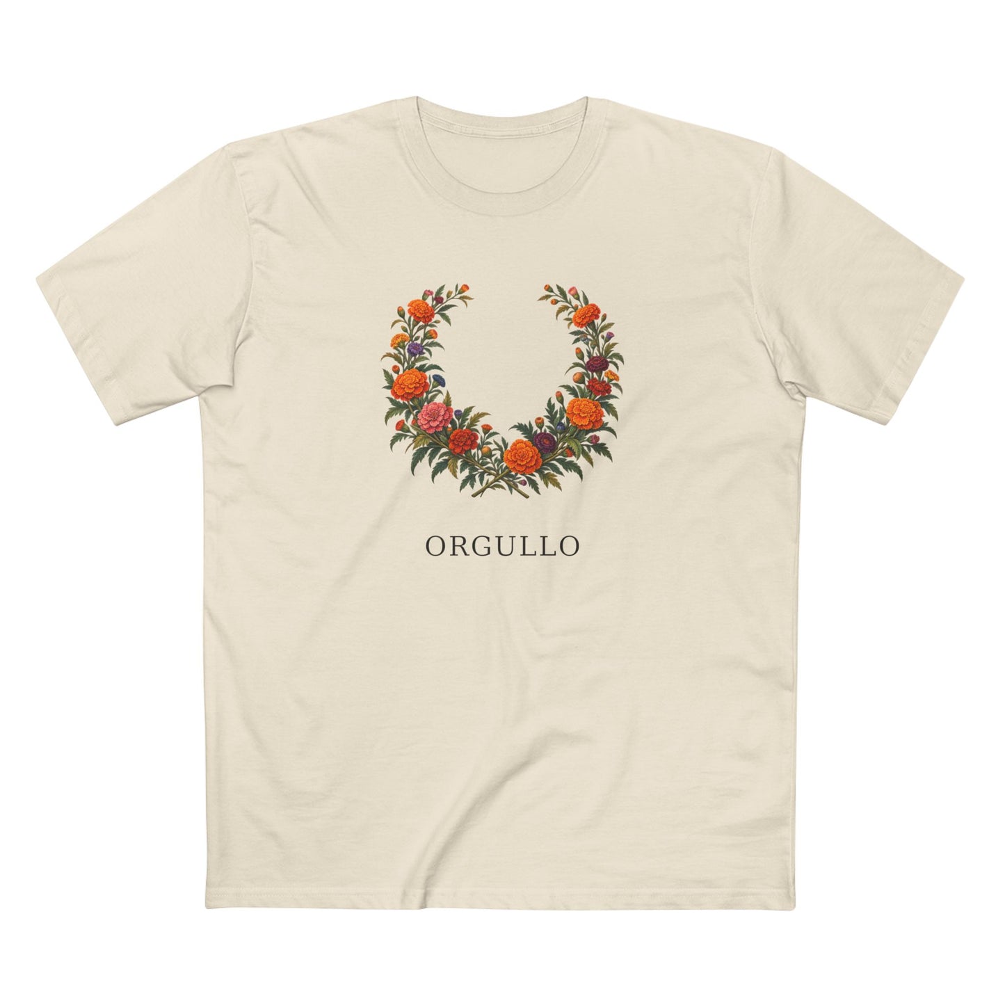 Mexican Cempasúchil Orgullo T-Shirt | Floral LGBTQ+ Pride Wreath Tee