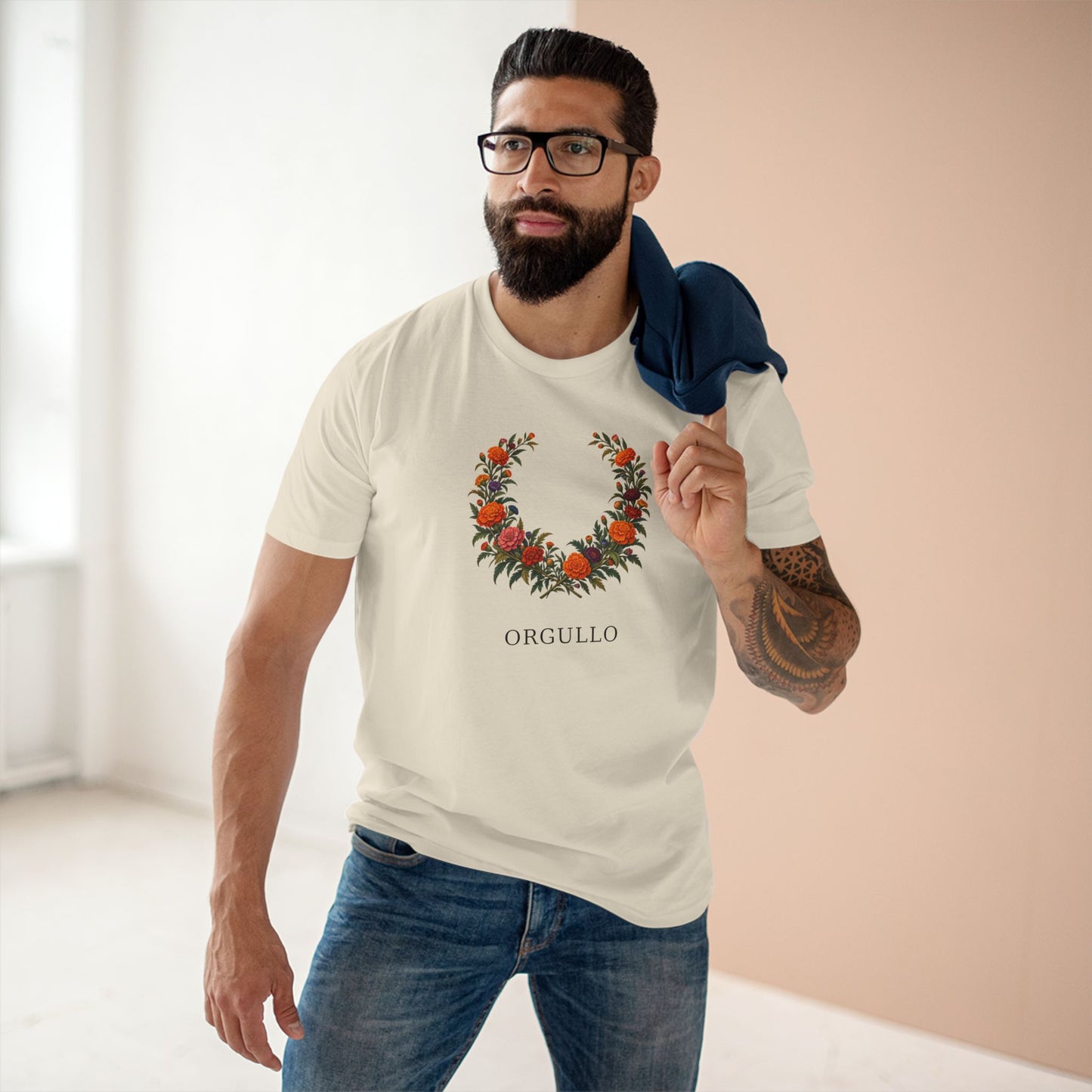 Mexican Cempasúchil Orgullo T-Shirt | Floral LGBTQ+ Pride Wreath Tee
