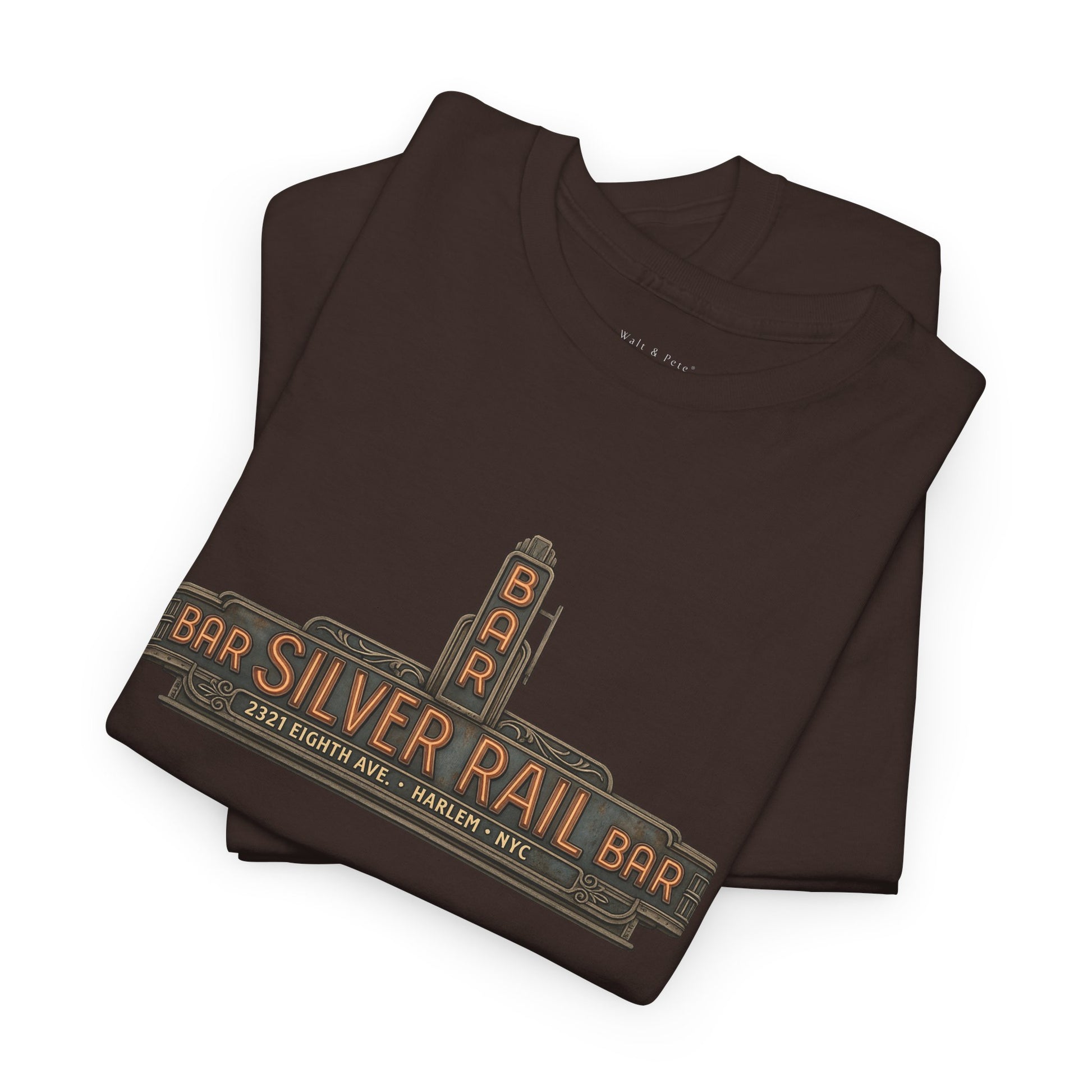 Silver Rail Bar Harlem LGBTQ vintage neon sign t-shirt design 