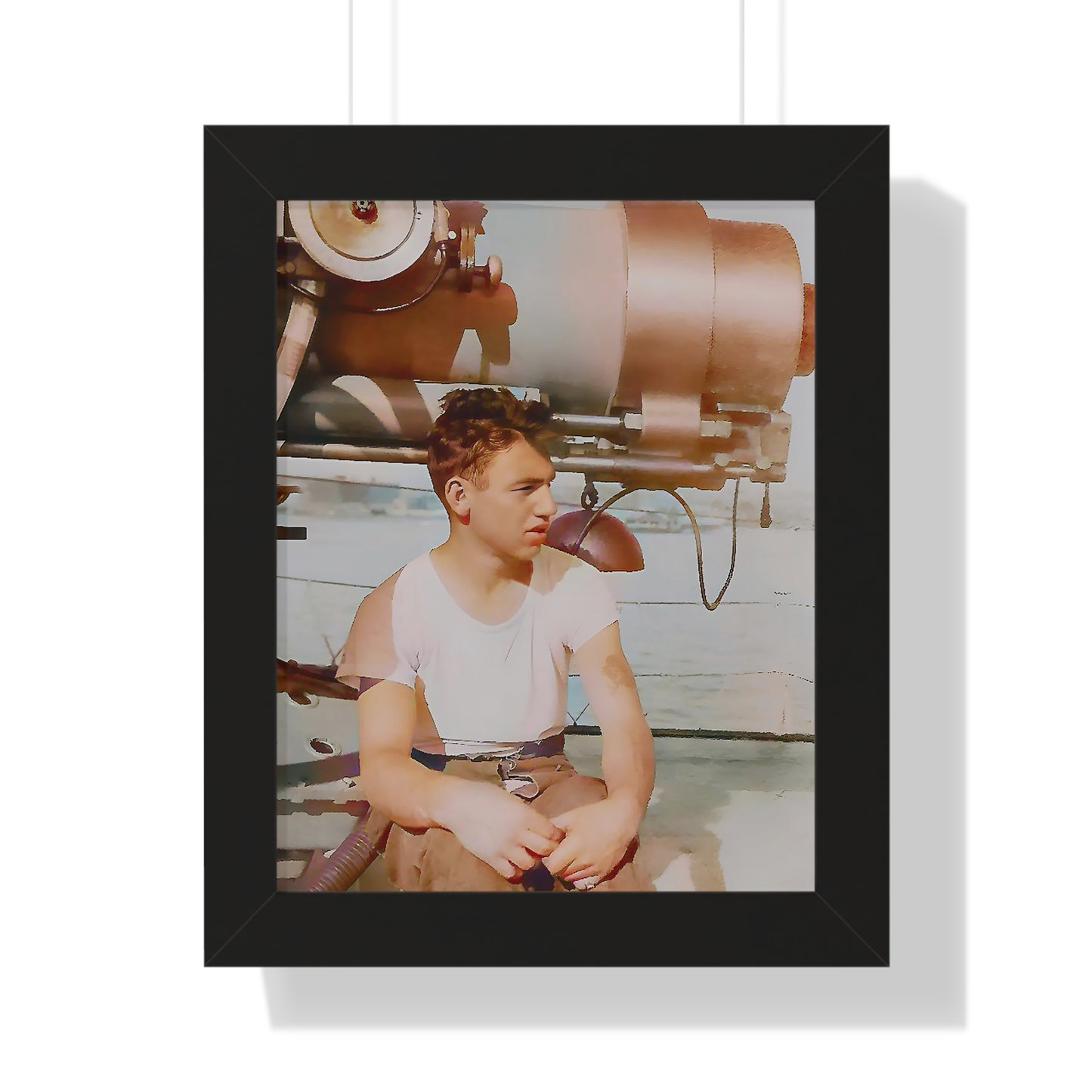 celibataire 026 | Framed Poster Vintage Sailor Photo Ship WWII Tired Young Man Ocean Gay LGBTQ 