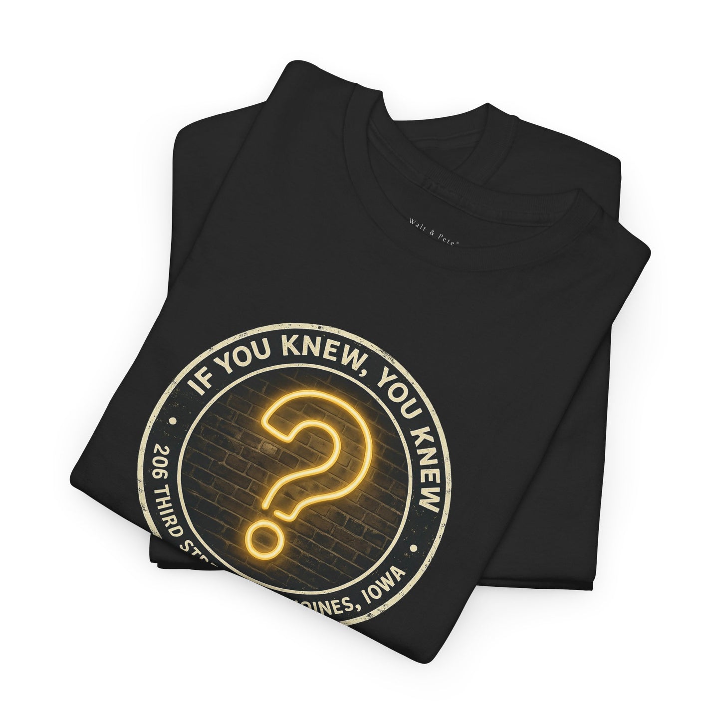 The Question Mark Historic Des Moines Iowa Gay Bar T-Shirt neon sign design 
