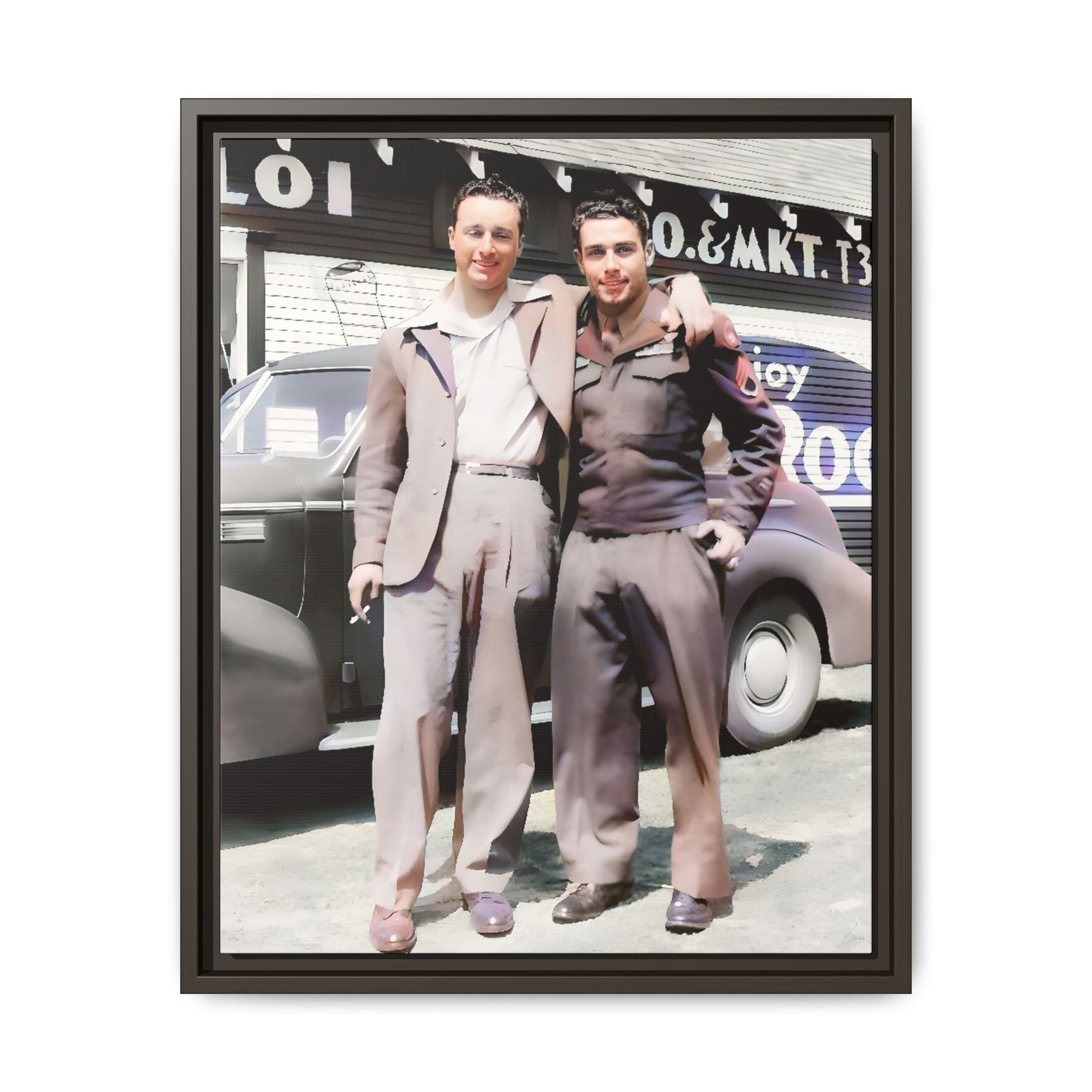 Donald & Philip - 1940s Vintage Gay Couple Photo | Restored Framed Canvas Art | Eugene Oregon History Eugene Oregon