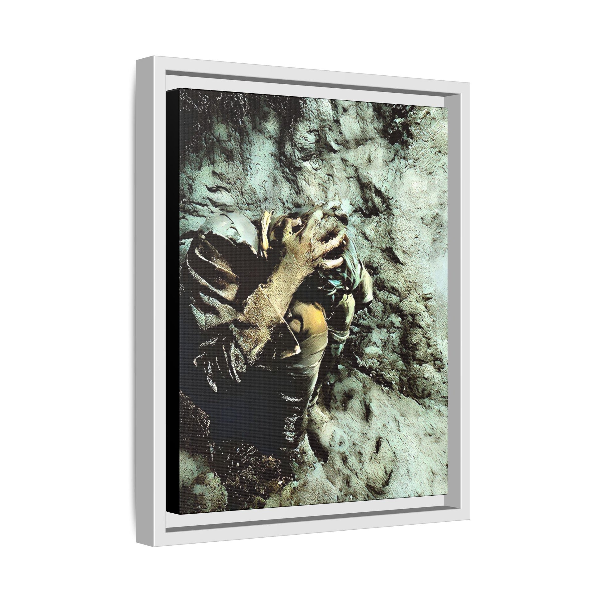 Restored WWI photo of Jesse, a lone soldier in anguish during the Meuse-Argonne Offensive, framed canvas art from Grand Esi France.