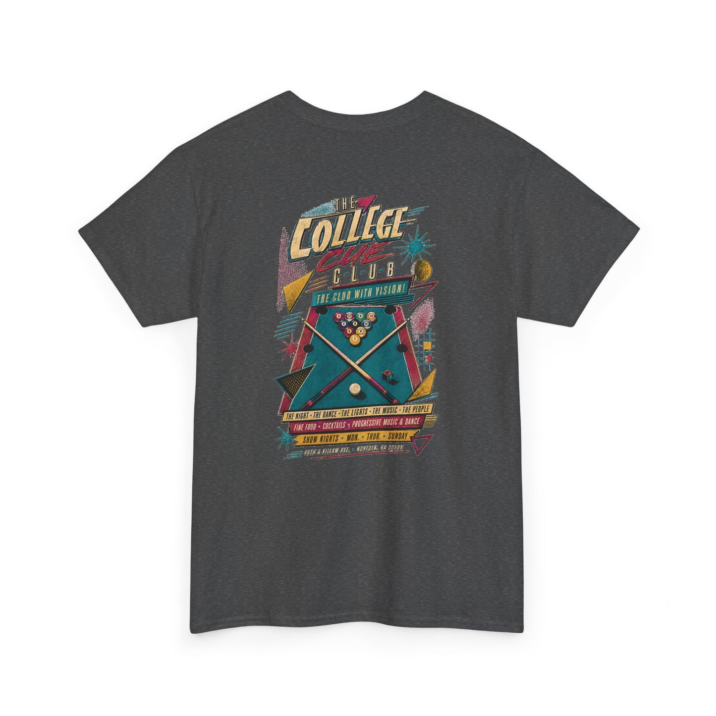 The College Cue Club Norfolk T-Shirt — Vintage 1988 Gay Bar & LGBTQ+ Nightlife History Tee