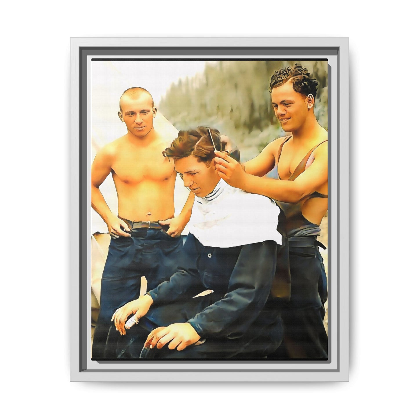 hommes 008 | Framed Vintage Photo - Matte Canvas