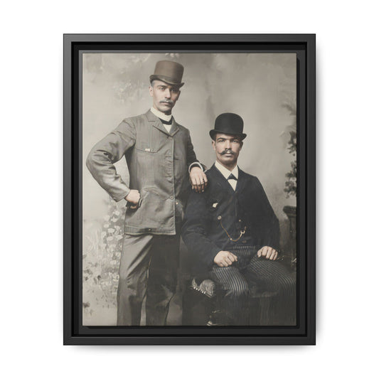 Early 20th-century double portrait framed canvas wall art featuring two African-American men in formal studio dress
