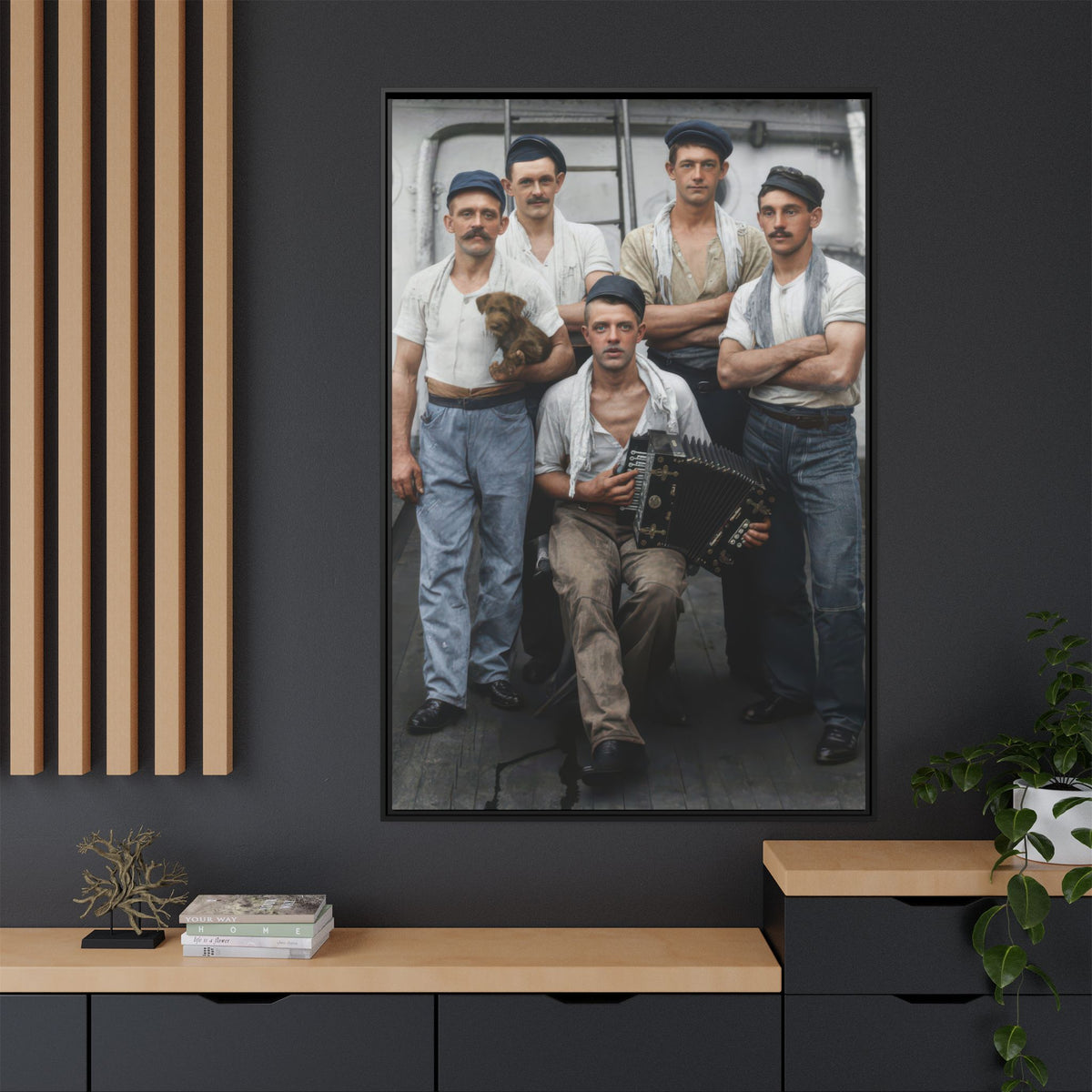hommes 002 | Framed Vintage Photo - Matte Canvas
