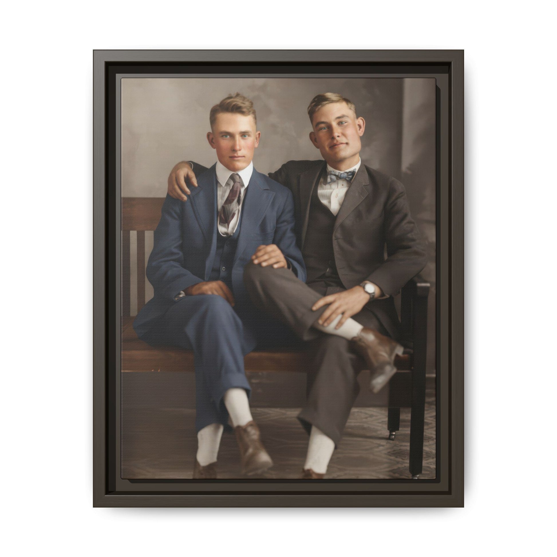 Early 20th century studio photograph with formal clothing and relaxed pose