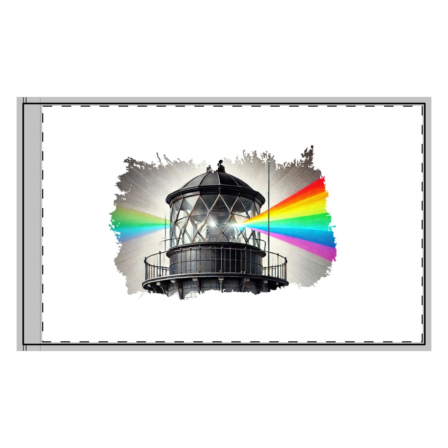 A vibrant Lighthouse Flag featuring a black and white lighthouse radiating rainbow-colored beams, symbolizing guidance, diversity, and unity. Perfect for celebrating inclusivity, safety, and pride at events and gatherings. LGBTQ Queer Gay Flag