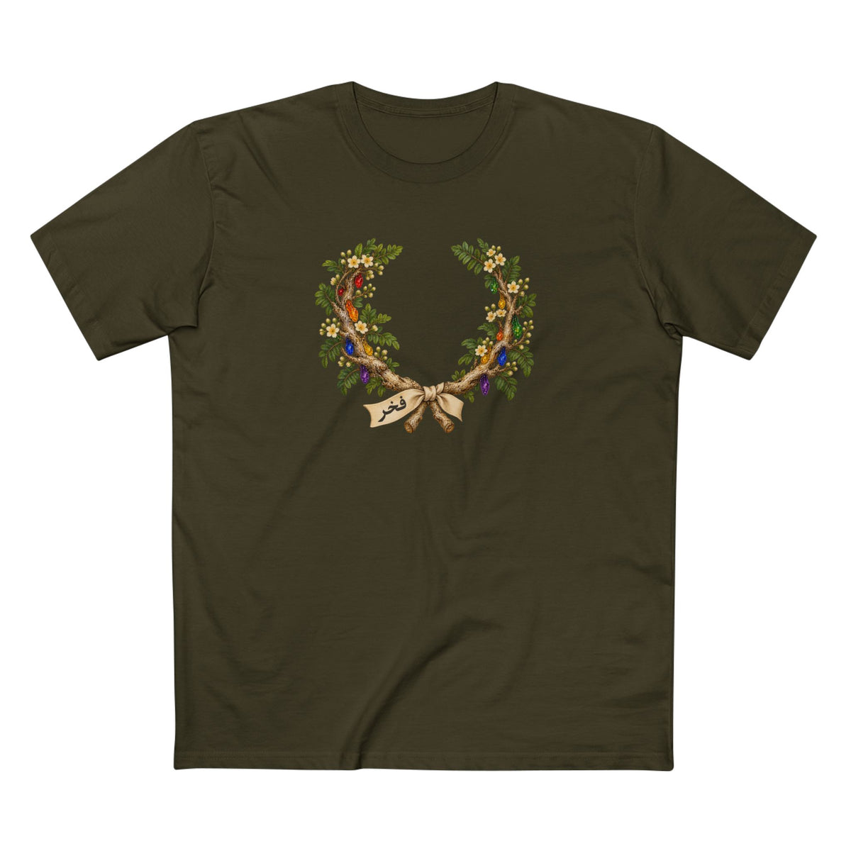 Omani Frankincense Fakhr Pride T-Shirt | LGBTQ+ Laurel Wreath Tee