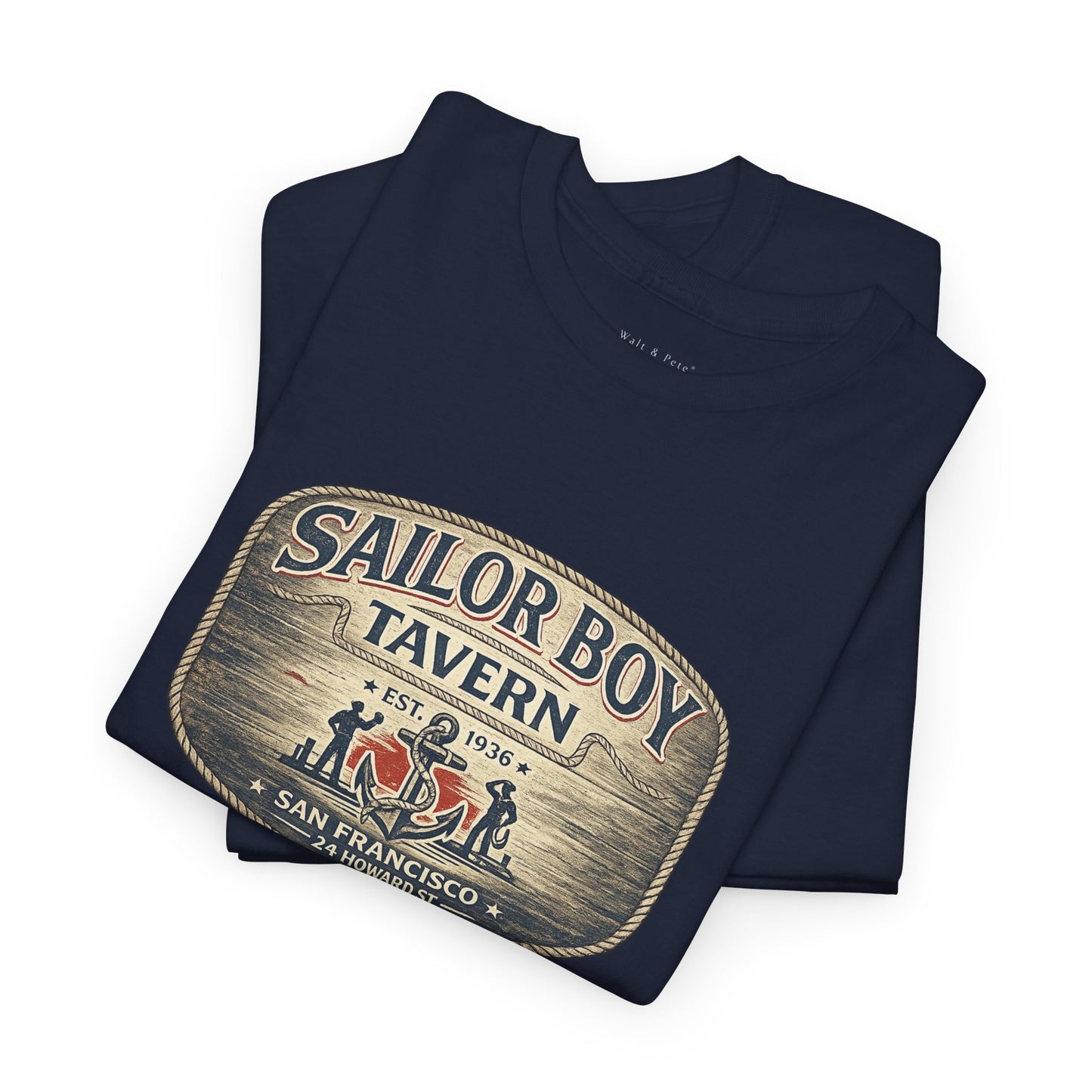 Vintage Sailor Boy Tavern graphic on t-shirt 