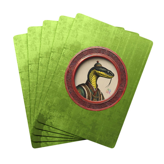 2025 Year of the Snake Poker Cards featuring a Yellow-Bellied Sea Snake in imperial Chinese robes, symbolizing wisdom & transformation
