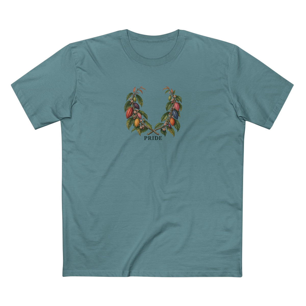 Ghanaian Cocoa Pride T-Shirt — LGBTQ+ Botanical Laurel Wreath