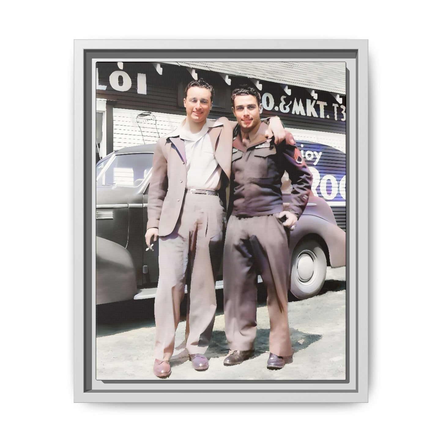 Donald & Philip - 1940s Vintage Gay Couple Photo | Restored Framed Canvas Art | Eugene Oregon History Eugene Oregon