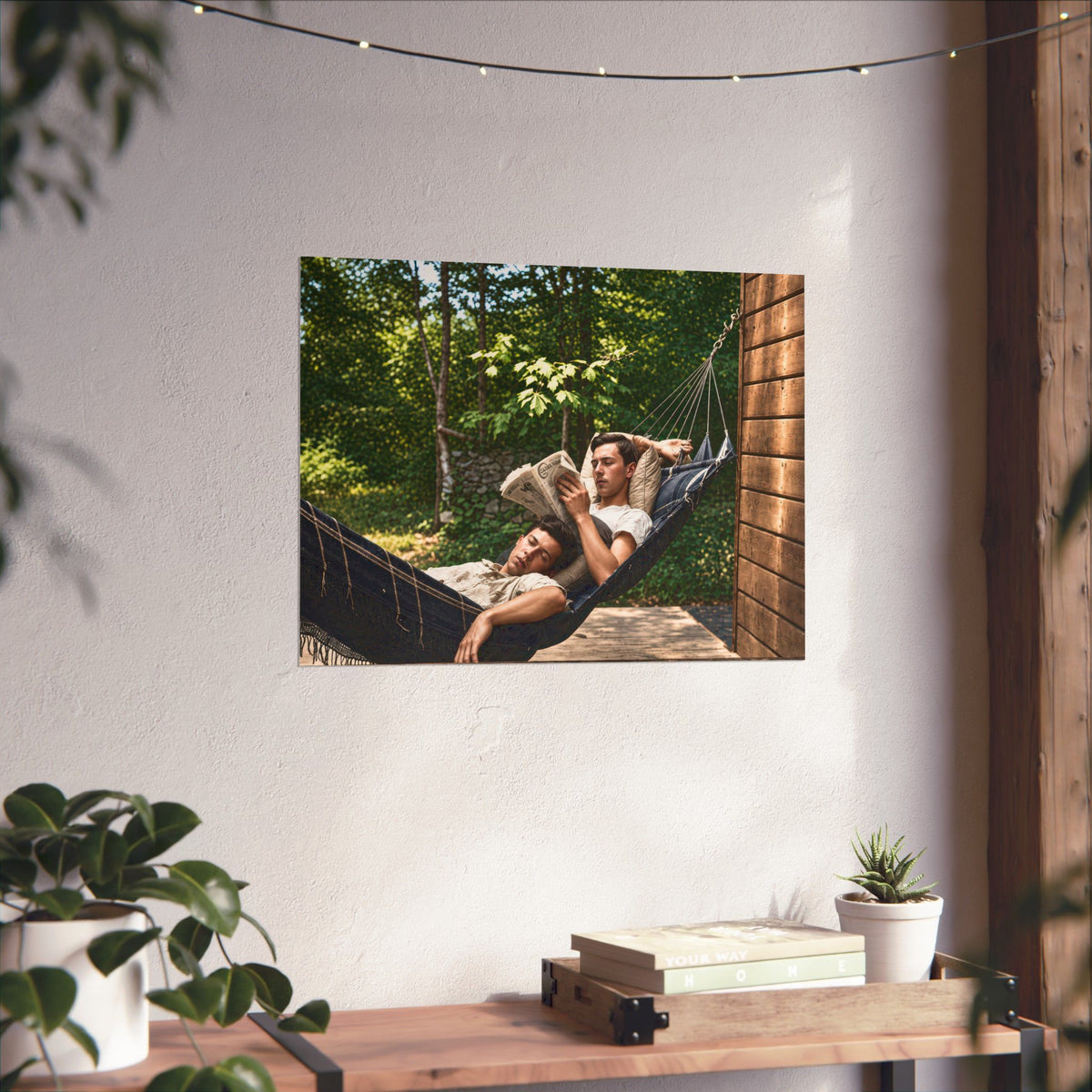 Paire 094 | Two Men Relaxing in a Hammock | Vintage Photography Poster