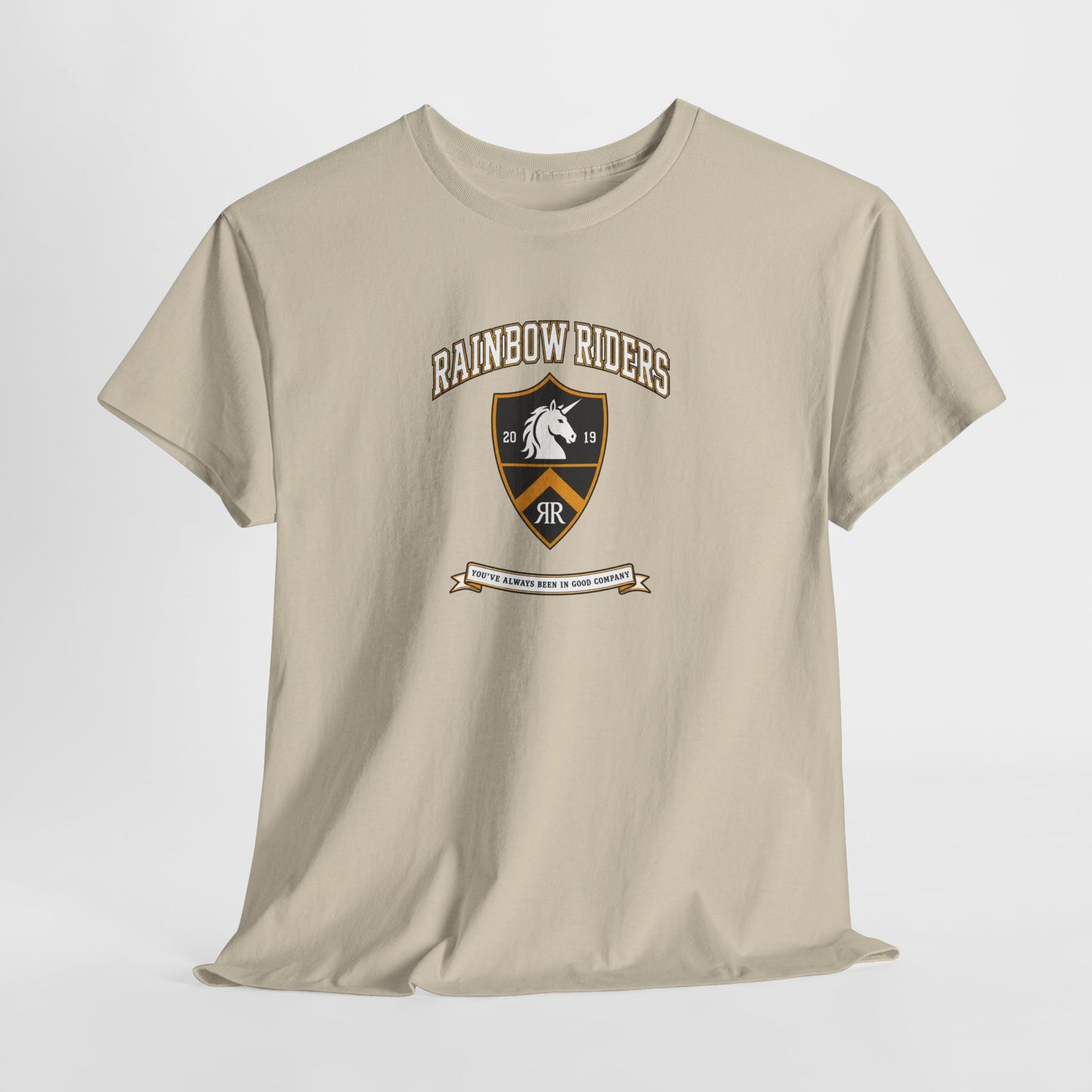 Rainbow Riders Heritage Crest T-Shirt | Est. 2019 LGBTQ+ Collegiate Tee