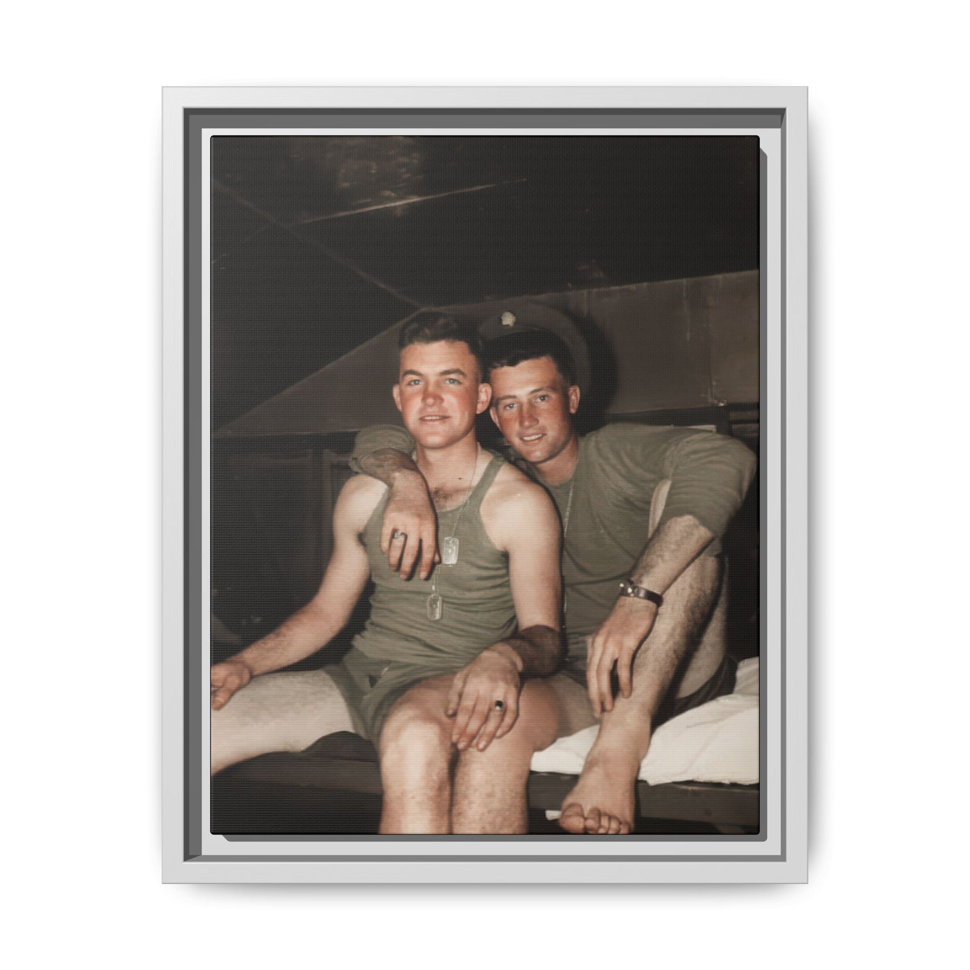 Vintage military barracks photograph canvas wall décor