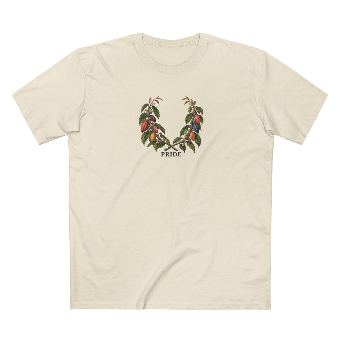 Ghanaian Cocoa Pride T-Shirt — LGBTQ+ Botanical Laurel Wreath