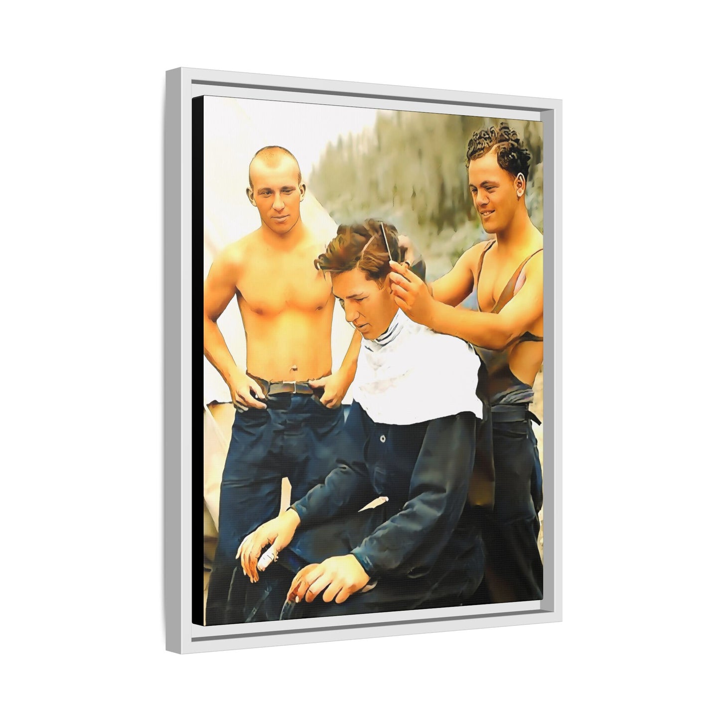 hommes 008 | Framed Vintage Photo - Matte Canvas