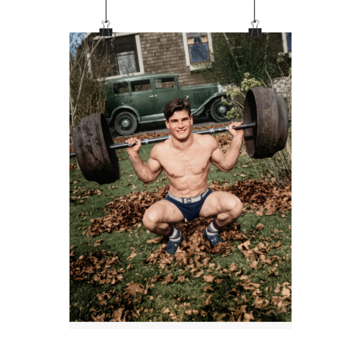 Vintage Strongman Weightlifting Matte Vertical Poster