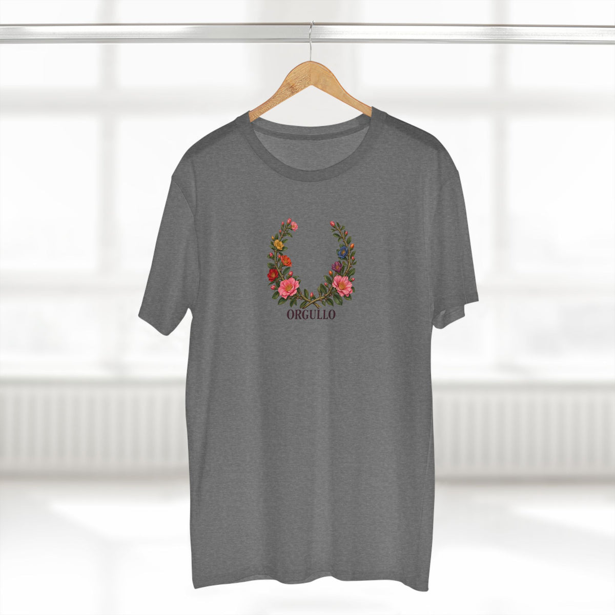 Dominican Bayahibe Rose Pride T-Shirt | ORGULLO Botanical Laurel Wreath Tee