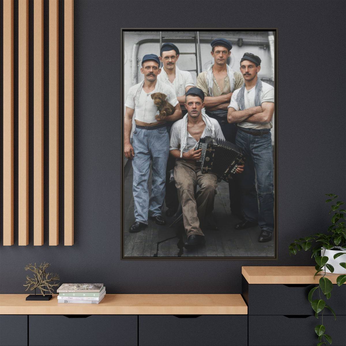 hommes 002 | Framed Vintage Photo - Matte Canvas