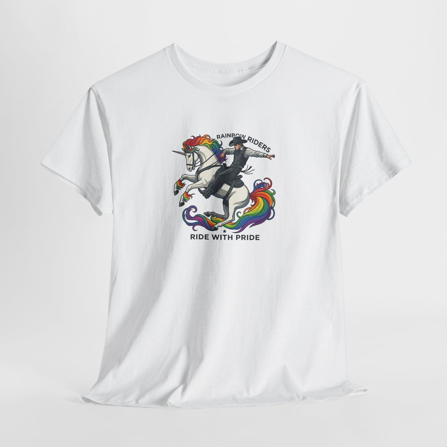 Rainbow Riders Pride T-Shirt | Cowboy Unicorn LGBTQ Graphic Tee
