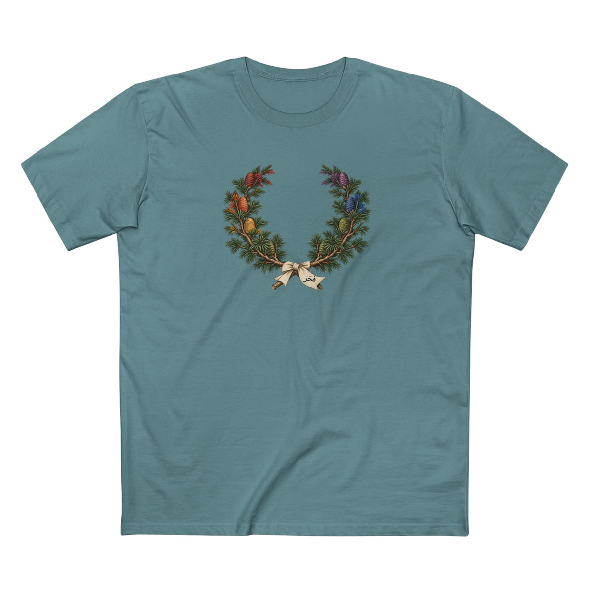 Lebanese Cedar Pride T-Shirt | Arabic فخر Fakhr Laurel Wreath Tee
