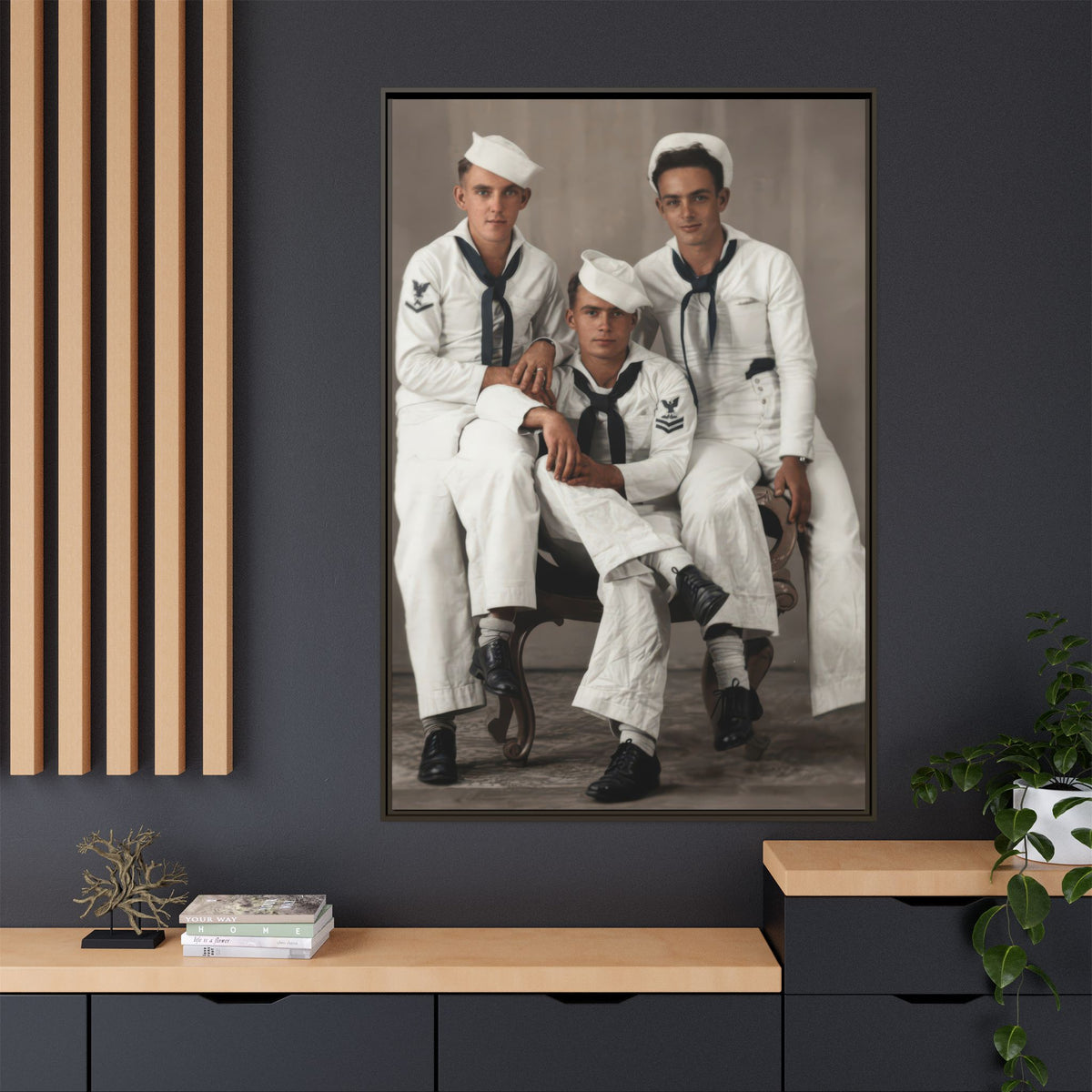 hommes 008 | Framed Vintage Photo - Matte Canvas