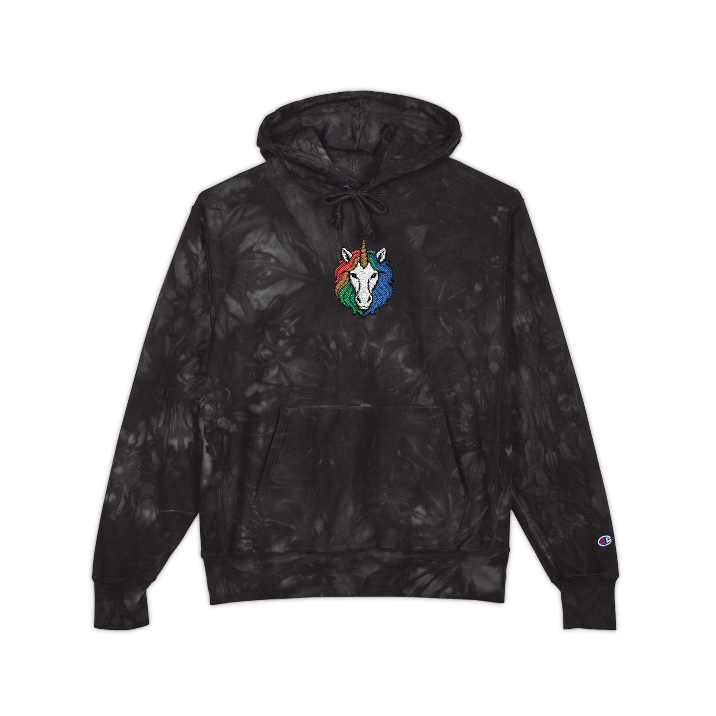 Rainbow Riders Unicorn Embroidered Champion Tie-Dye Hoodie — Unisex Streetwear