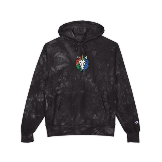 Rainbow Riders Unicorn Embroidered Champion Tie-Dye Hoodie — Unisex Streetwear