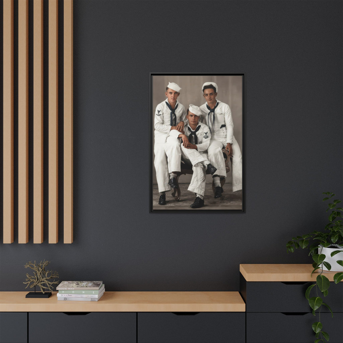 hommes 008 | Framed Vintage Photo - Matte Canvas
