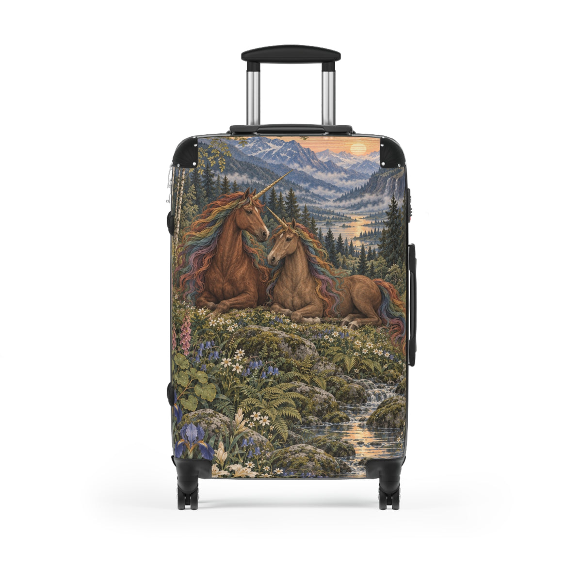 Companions of the Rainbow Vale | Brown Unicorn Aesthetic Movement Carry-On Suitcase