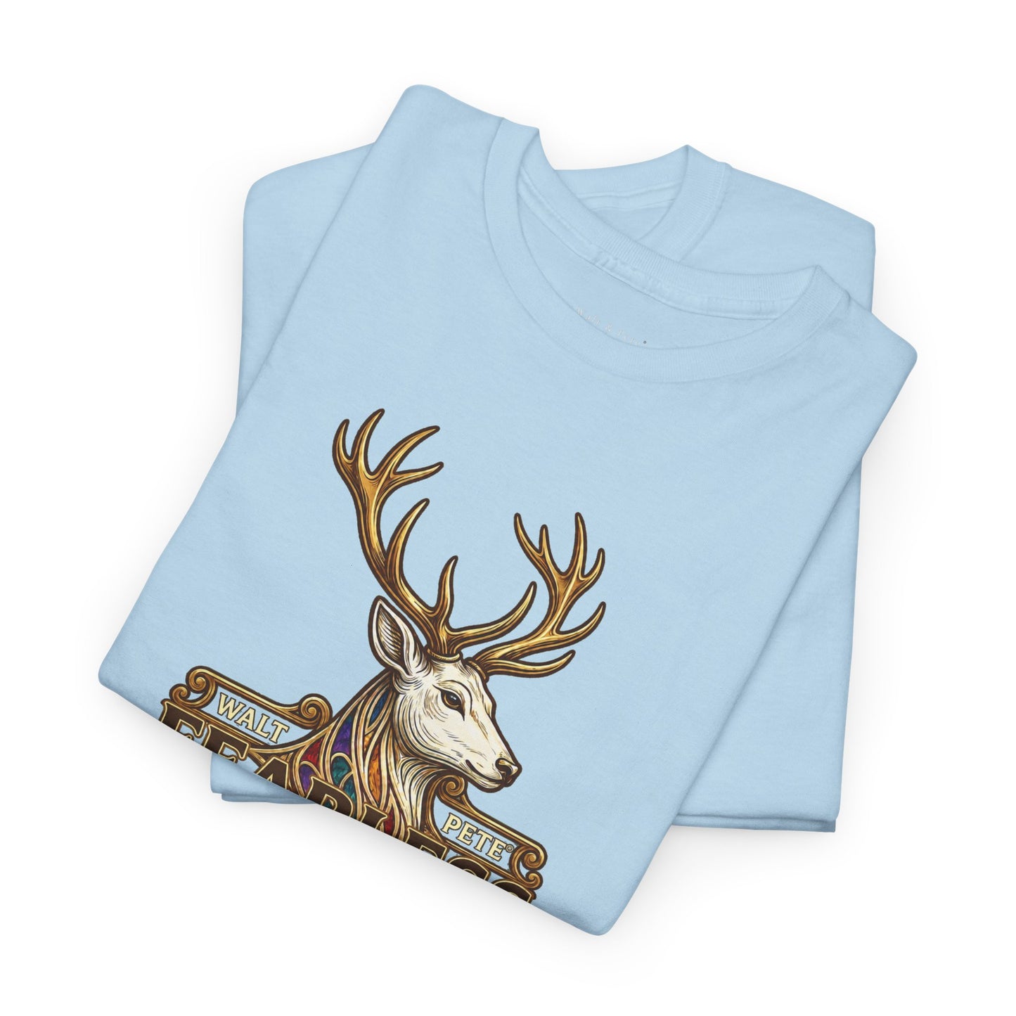 Walt & Pete Fearless Pride T-Shirt with antique-gold stag graphic