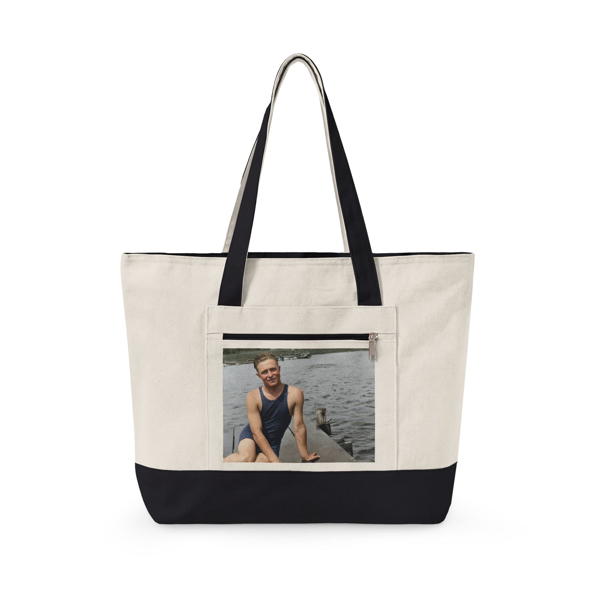 vintage dock swimmer canvas tote 