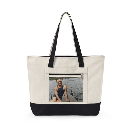 vintage dock swimmer canvas tote 