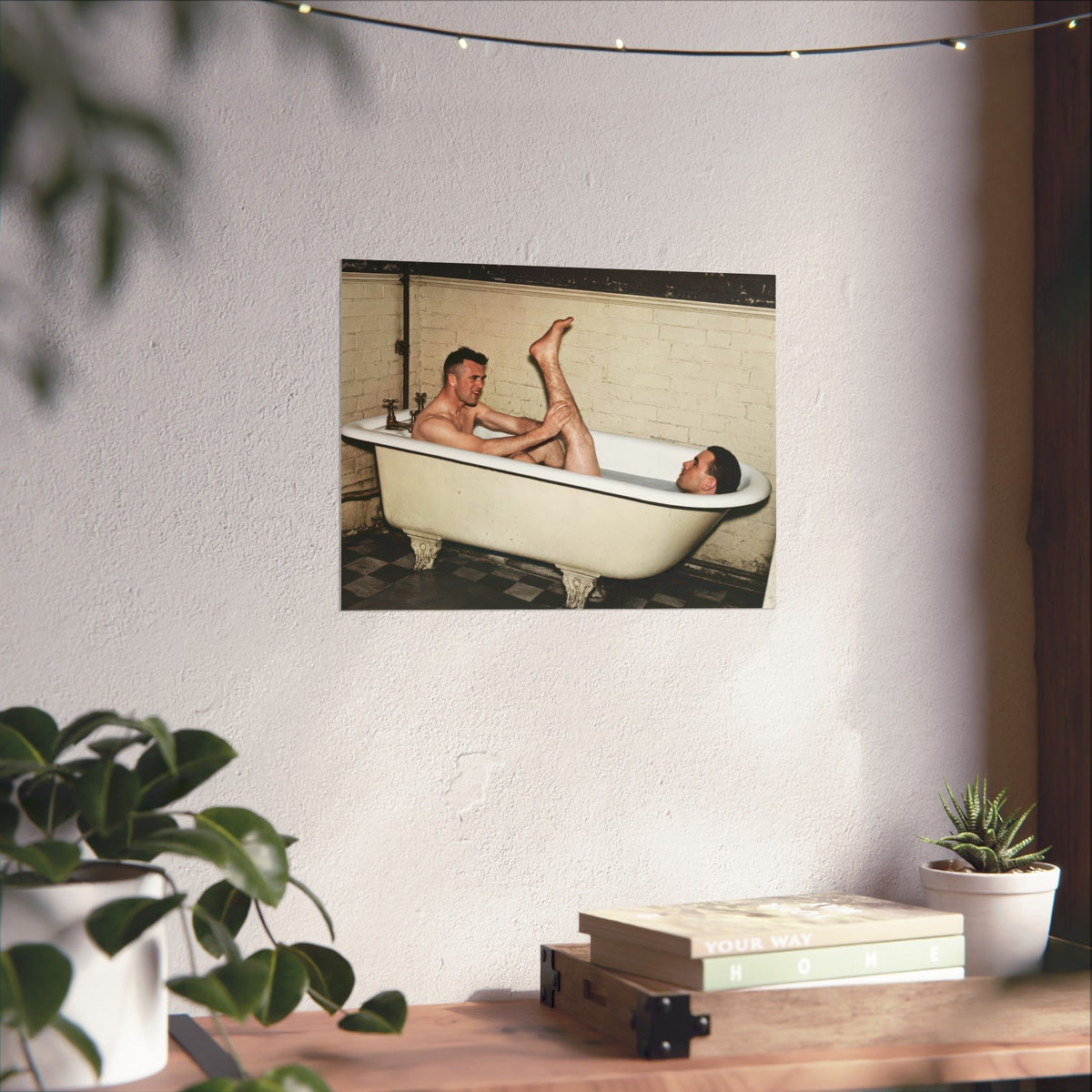 Paire 162 | Two Men Sharing a Clawfoot Bathtub | Vintage Photography Poster