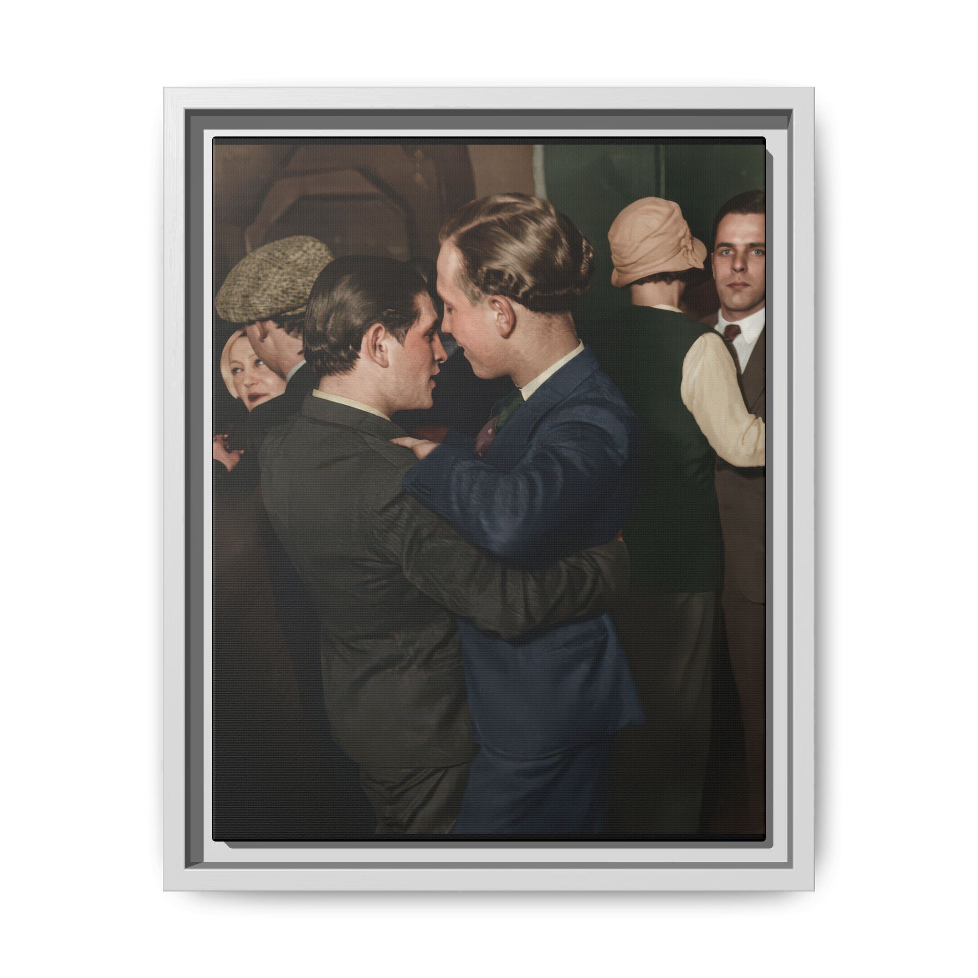 Historical framed canvas wall art featuring dance hall setting