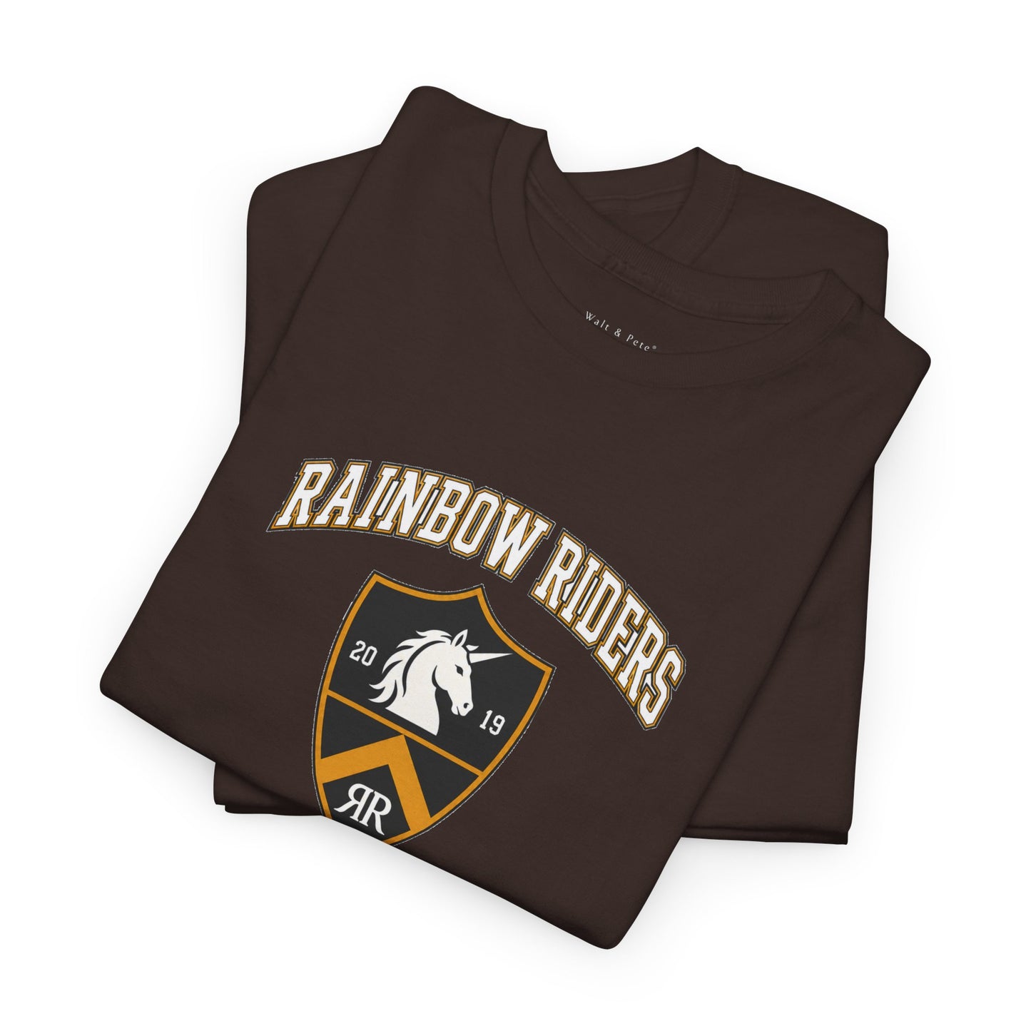 Rainbow Riders Heritage Crest T-Shirt | Est. 2019 LGBTQ+ Collegiate Tee