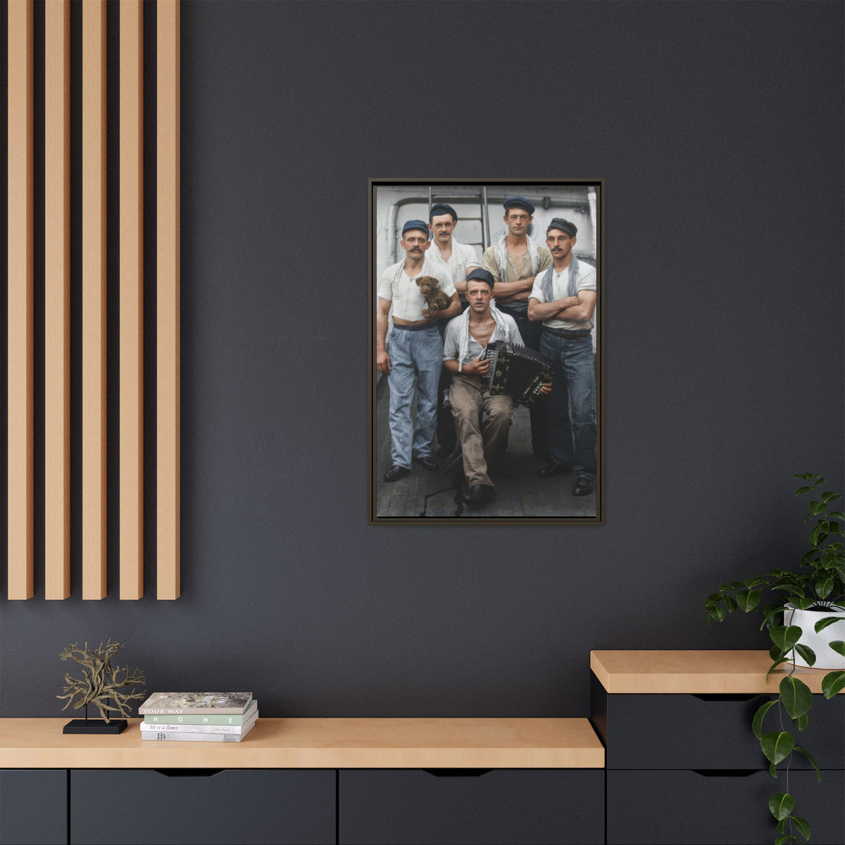 hommes 002 | Framed Vintage Photo - Matte Canvas