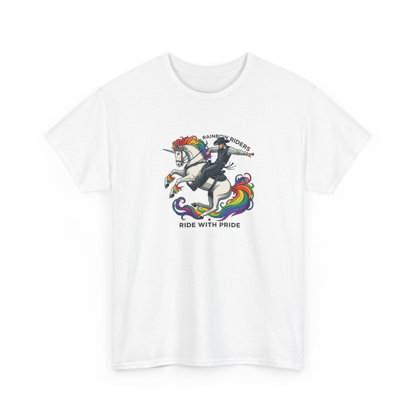 Rainbow Riders Pride T-Shirt | Cowboy Unicorn LGBTQ Graphic Tee