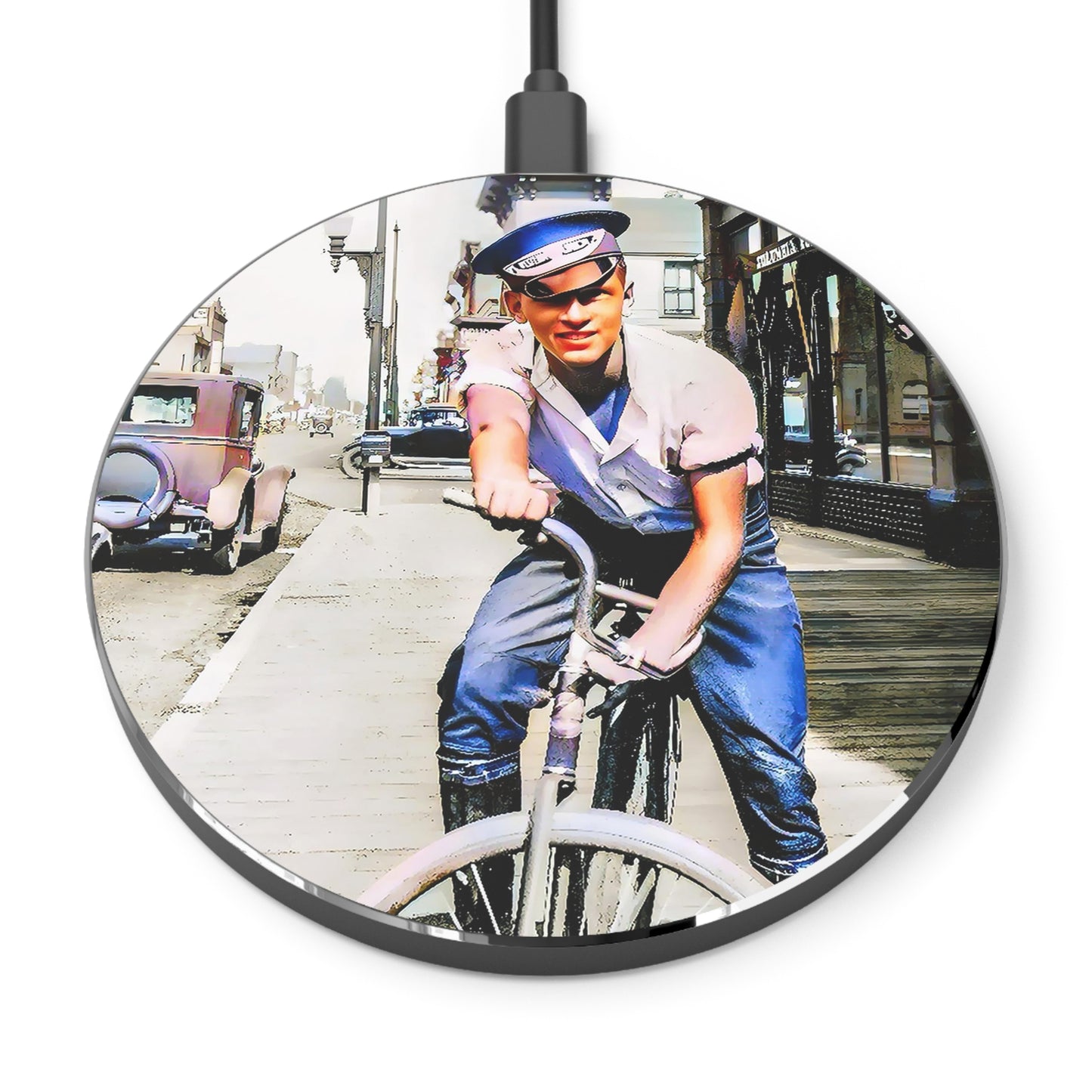 celibataire 031 | Wireless Charger Vintage Bike Bicyclist Bicycle Man Male Old Car Cityscape Gay