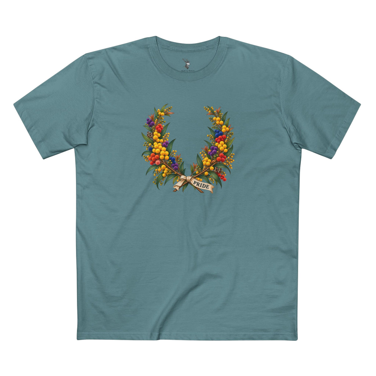 Australian Golden Wattle Pride T-Shirt | LGBTQ Laurel Wreath Tee