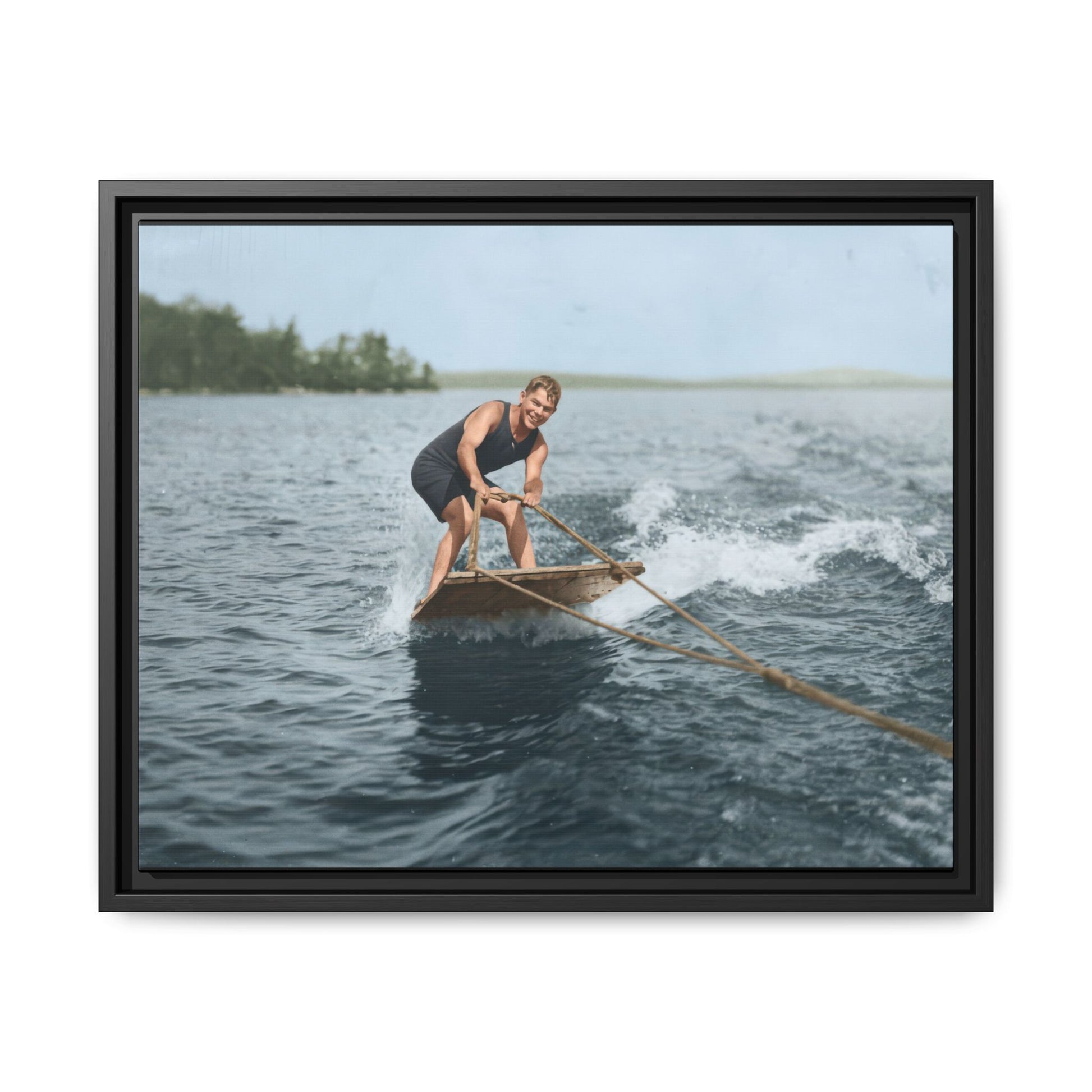 early water sport historical photo framed canvas wall art 